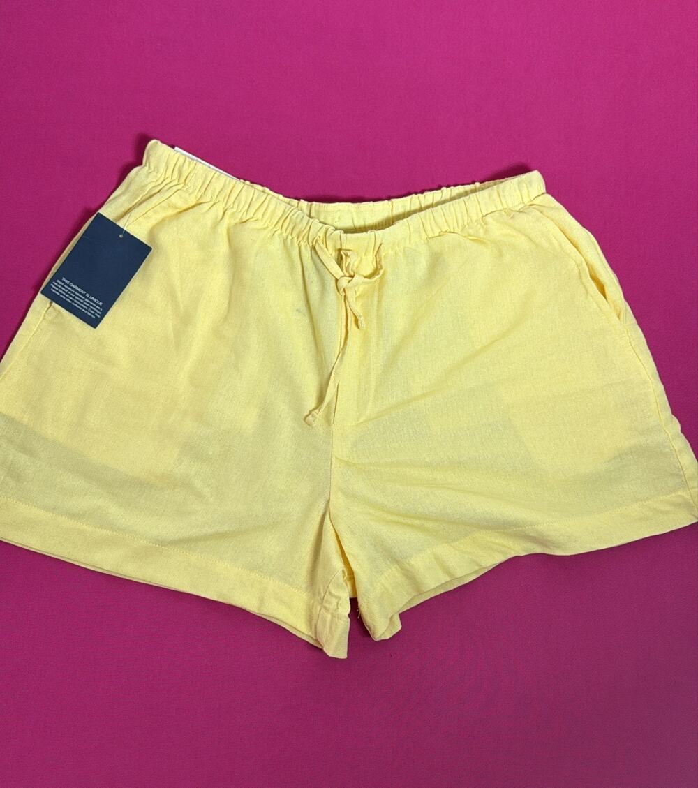 GAP Linen Pull‑On Shorts – Yellow Elastic Waist Casual Summer Size M